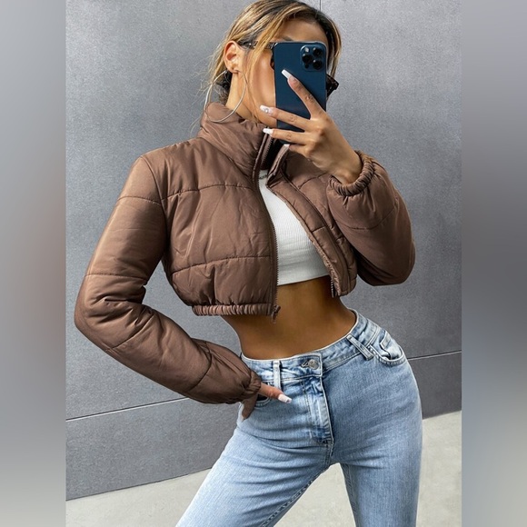 SHEIN Zip Up Crop Padded Padded Coat For Winter Clothes Wear size XS - Picture 2 of 13